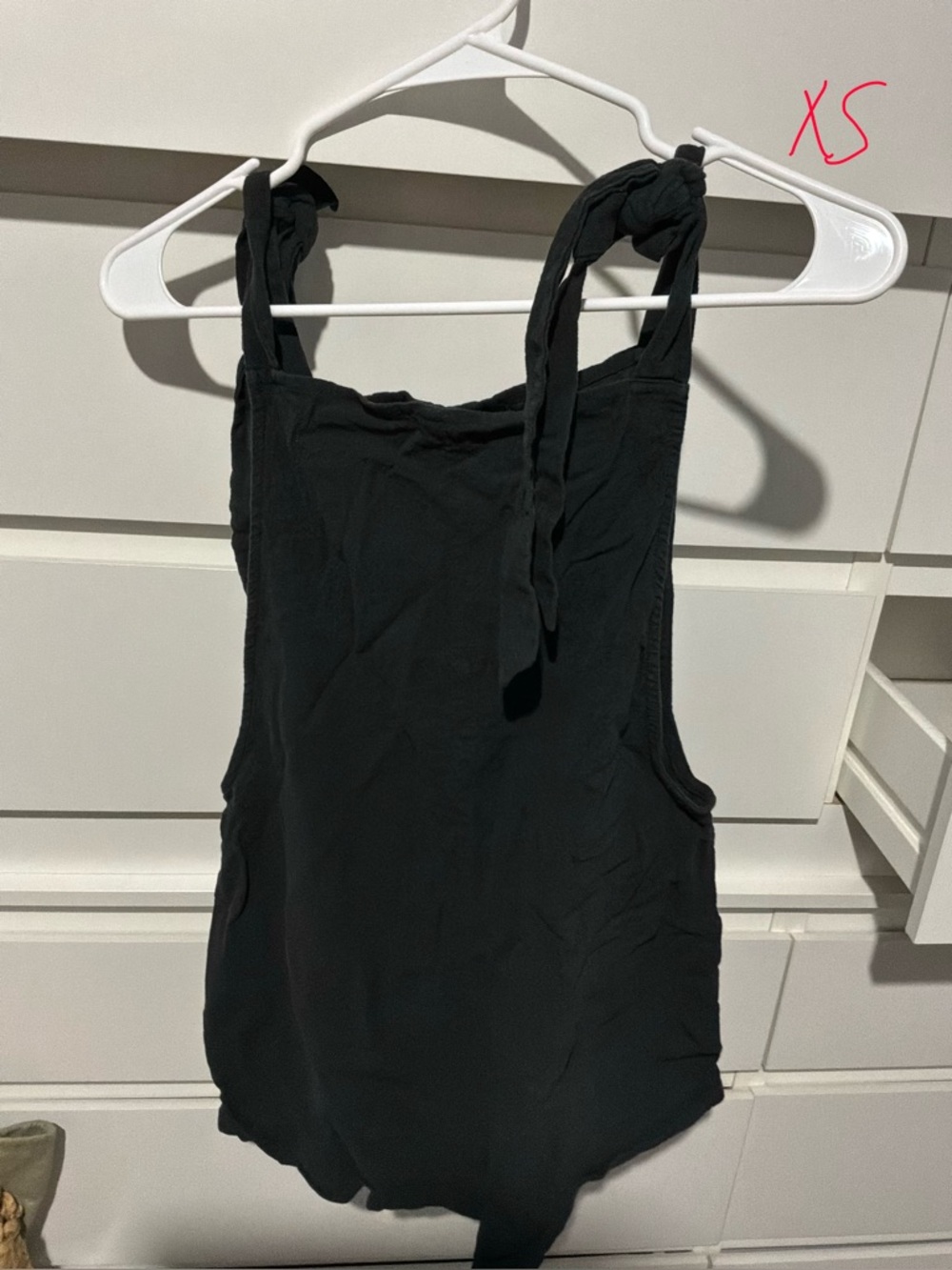 Black Tie-Shoulder Women's Tank Top